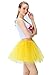 Women's Athletic Tutus Elastic 4 Layered Tulle Tutu Skirt | Colorful Running Skirts | One Size Fits Most (Yellow)