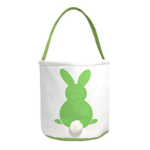 image for MONOBLANKS Easter Bunny Basket Bags for Kids Canvas Cotton Carrying Gi