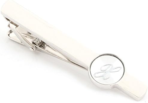Men's Fashion Necktie Tie Clips Bar Silver Initial Letter A-Z (X)