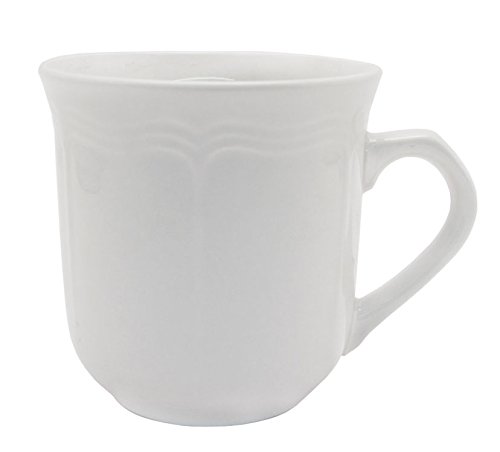 Empire Collection EMP9001 Simply Stoneware Dinnerware Set, Baroque Rim Imprint, 16-Piece, White (Pack of 16)