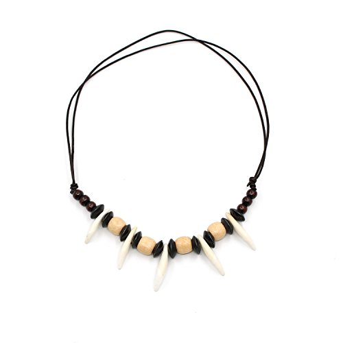 Mens Prehistoric Caveman Tribal Real Wolf Tooth Necklace Brown