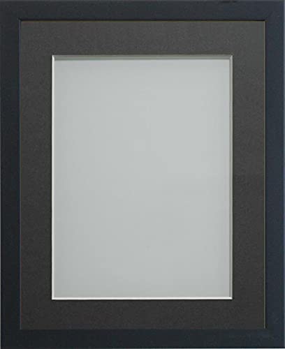 Frame Company Jellybean Range Black Wooden 12x12 inch Picture Photo Frame with Grey Mount for Image 10x10 inch * Choice of Colours & Sizes* Fitted with Perspex