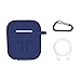 LIKDAY AirPods Case with Strap Protective Silicone Cover with Carabiner for Apple Airpods Accessories (Midnight Blue)