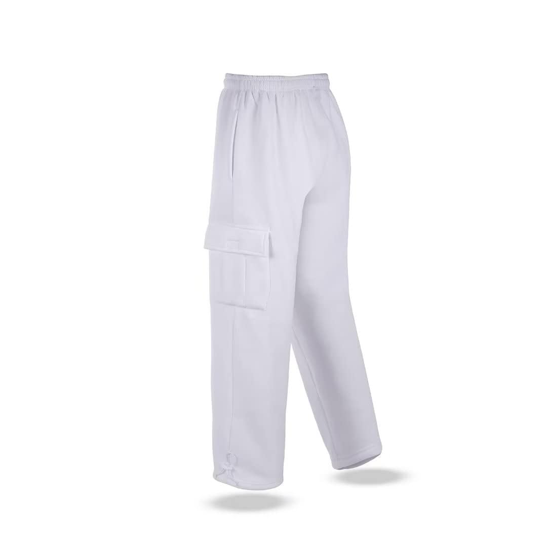 Photo 1 of Bellnorth Men's Fleece Cargo Sweatpants Running Casual Jogger M-5XL Big and Tall Size (White, 5XL)