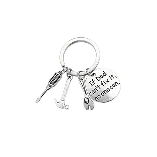If Dad Can't Fix It No One Can Tags Keyring - Father's Day Gift, Unpara Hammer Wrench Screwdriver Gadget Tools Keychain Gift For Dad (C)