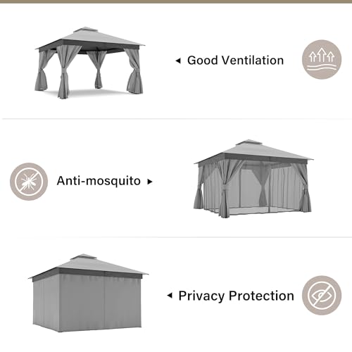 LAUSAINT HOME 12x12 Gazebo Review: Upgraded Steel Frame with String Lights & Netting image 17