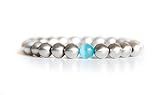 Mens Bracelet - Brushed Steel Beaded Bracelet - Water Drop for Charity - Benevolence LA