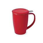 FORLIFE Tall 15-Ounce Tea Mug with Infuser and Lid and Lid, Red, Garden, Lawn, Maintenance