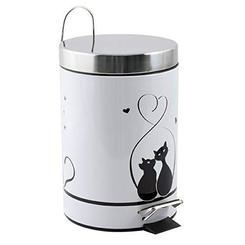 MSV Pedal Bin Cat 3l-17x17x25, Black/White, 30 x 20 x 15 cm