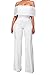 Halfword Rompers for Women Off The Shoulder Crochet Wide Leg Long Pants One Piece Jumpsuits L White