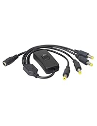 CGTime - Cable adaptador de alimentación CC hembra a macho (2 unidades, 1 hembra a 2 macho, 0.217 in x 0.083 in, cable divisor de fuente de alimentación CC para cámaras de seguridad CCTV de aparcamiento