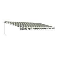 ALEKO AWM20X10MSTRGR58 Retractable Motorized Patio Awning 20 x 10 Feet Multi-Stripe Green