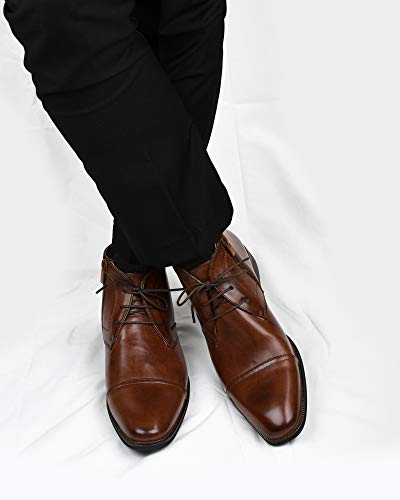 Amali Mens Smooth Cap Toe Oxford Lace-Up Ankle Boot Dress Shoes, Style Berino - Thumbnail 4