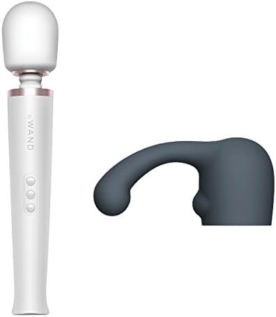 Le Wand Rechargeable Therapeutic Wand Massager with Curve Weighted Attachment Provide Intense Targeted Stimulation| 10 Powerful Speeds & 20 Vibration Patterns (Pearl White)