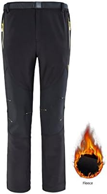 Women Fleeced Snow Hiking Pants Water Repellent Windproof Outdoor Sports Softshell Winter Pants Black 5XL