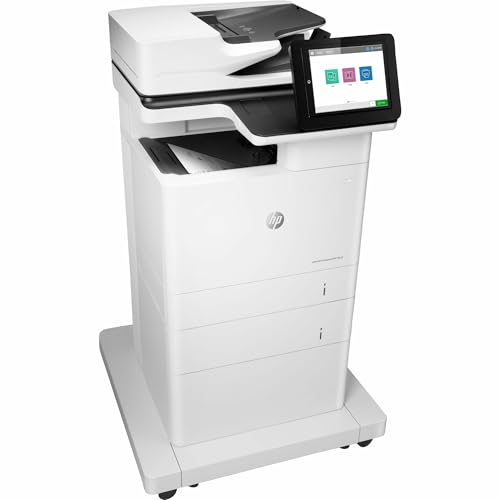 HP LaserJet Enterprise MFP M635fht Monochrome All-in-One Printer with built-in Ethernet, 2-sided printing, extra paper tray & wheeled stand (7PS98A),White