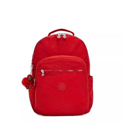 Kipling Damen Seoul L Solid Laptop Rucksack, Cherry Tonal2, 12.75" L x 17.25" H x 9" D