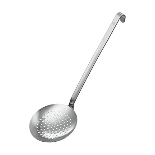 Rösle Haken Schaumlöffel Ø 12 cm, Edelstahl 18/10, flach und grob gelocht, Gastroqualität, spülmaschinengeeignet, 10052