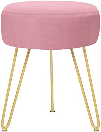 GERANT Multifunctional Vanity Stools - Velvet Round Ottoman Modern Dressing  Stool -Upholstered Footrest Stool - Side Table Footstool with Golden Metal  Leg for Living Room, Bedroom (Pink) price in Saudi Arabia |