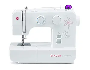 Singer Promise 1412 Automatic Zig-Zag Electric Sewing Machine, 12 Built-in Stitches, 18 Stitch Functions (White) Metal Frame