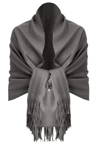 Van Der Rich ® - Elegant Plain Wool Scarf with Warm and Soft Fringes - Women