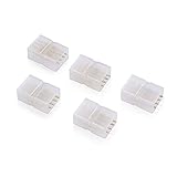 LE 4-Pin Connector for LED 100-240V Strip Lights, Pack of 5 Units, 5050 LED Strip Accessories, Joint Pin for LED RGB Strips