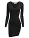 Doublju Womens V-Neck Fitted Long Sleeve Basic Knit Sweater Mini Dress