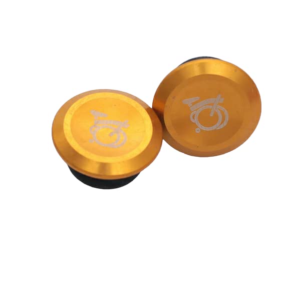 Aluminium Handlebar Plugs for BROMPTON logo in GOLD folded logo