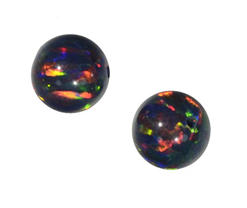 Black Created Fire Opal  Round Beads 6mm  (2)