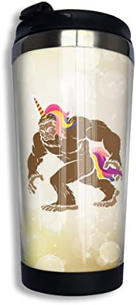 Arsmt Cute Bigfoot Unicorn 13.5 Oz Stainless Steel Coffee Mugs Leakproof Insulated Sport Bottle