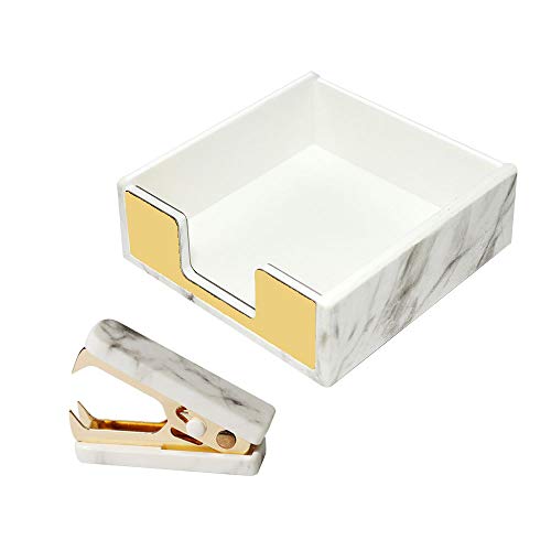 MultiBey Staples Removers Puller Tool Gold Steel Jaws & Desktop Set Self Stick Note Holders Office Stationery Desk Accessories Set,Marble Texture with Gold - Thumbnail 7