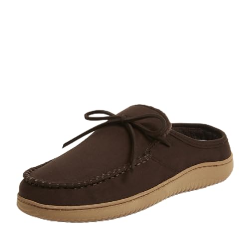 Dearfoams Mens Fowler Moc Toe Clog with Tie, Coffee, M