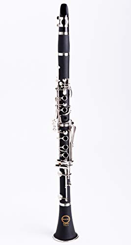 Herche Superior Bb Clarinet M2 - Best for Students - Durable Nickel-Plated Keys - All Clarinet Accessories Included: Plush Lined Case, Treated Pads, Cork Grease, Clarinet Swabs and #2 Rico Reeds