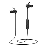 MoKo Magnetic Wireless Earbuds, Bluetooth Headphones, APT-X HiFi Stereo Sports in-Ear Earphones with Mic, IPX5 Waterproof, Secure Fit Noise Cancelling, 7 Hours Playtime for Running, Workout – Black