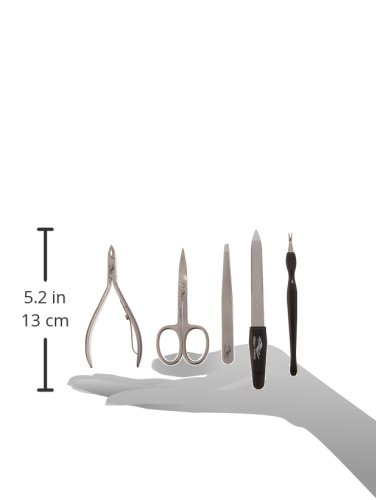 Budd Leather Company Women's Solingen Chrome 5 Piece Manicure Set, Black, 1 Pound