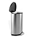 simplehuman Semi-Round Step Trash Can, Stainless Steel, Plastic Lid, 40 L / 10.5 Gal