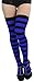 ToBeInStyle Women's Wide Vertical Striped Thigh Hi Stockings (Black w/Royal Blue Stripes)