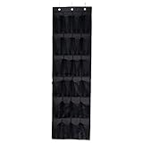OrthoStep Premium Over The Door Shoe Organizer - Heavy Duty Protection for Designer Shoes & Pointy Heels w/Air-Flow Mesh for Stinky Sport & Tennis Shoes - 24 Clear Extra Large Pockets Rack - Black