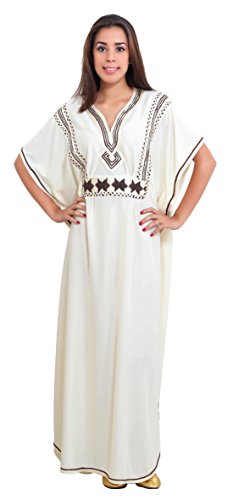 Moroccan Caftan Handmade Breathable with Hand Embroidery Beige