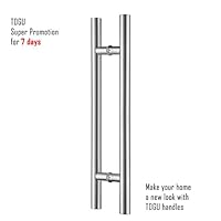 TOGU TG-6012 48 inches Solid Standoffs Heavy-Duty Commercial Grade-304 Stainless Steel Push Pull Door Handle/Barn Door Pull Handle/Glass Pulls, Full Brushed Stainless Steel Finish