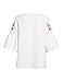 Floerns Women's Floral Embroidery Loose Blouse Bell Sleeve Top White S