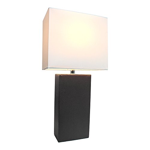 Elegant Designs LT1025-BLK Modern Leather White Fabric ...