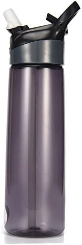 KMBEST Portable Water Bottle 24oz 700ml,Opens With 1-Click,Leak Proof Popup Suction Nozzle,Eco Friendly BPA-Free Plastic for Gym, Running, Outdoors, Cycling, and Camping. (Black, 24oz)