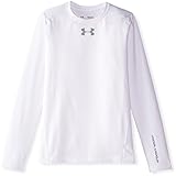 Under Armour Boys' ColdGear Evo Fitted Long Sleeve Crew Tee, White (100), Medium