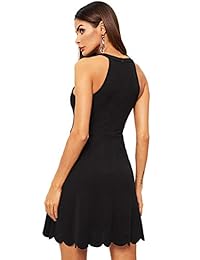 Romwe vestido de cóctel para mujer, sin mangas, con dobladillo festoneado, sin mangas, para fiesta