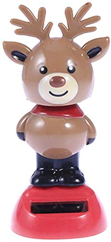 2pcs Christmas Solar Dancing Toys Bobble Head Toy Elk Deer Man Dancing Figure Toy Car Dashboard Decorations Ornaments