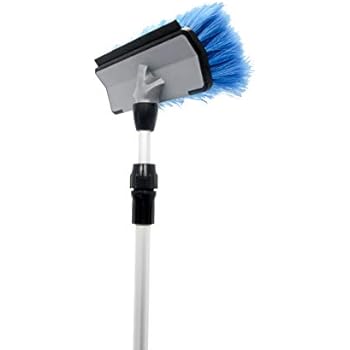 Camco RV Flow-Through Wash Brush with Adjustable Handle and Integrated Squeegee (43633)