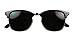ShadyVEU - Exclusive Super Dark Tinted Retro 80's Semi Horned Rim Clubmaster Sunglasses (Black w/ Gold Trim, 142)