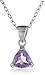 Amazon Collection Sterling Silver Amethyst, White Topaz, Blue Topaz Pendant Necklace Set