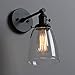 Phansthy Industrial Wall Sconce Light 1-Light Black Sconce with 5.5 Inches Dome Clear Glass Shade